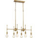 Mid-Century Modern 6 Light 30.5 inch Natural Brass Linear Chandelier Ceiling Light